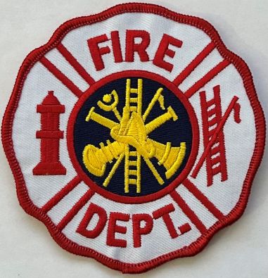 FIRE DEPT MALTESE CROSS PATCH WITH COLOR CENTER.
